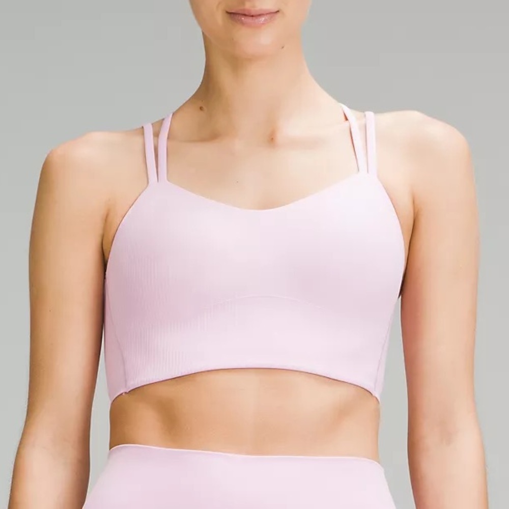 New Lululemon Like a Cloud Ribbed Longline Bra Light Support, B/C Cup Vitapink
